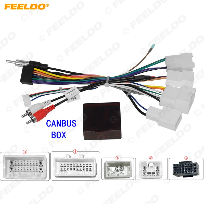 

FEELDO Car Stereo 16pin Wiring Harness With Canbus Box For Toyota Prado/Sienna/Sequoia/Tundra/RX330/RX300 Audio Wire Adapter