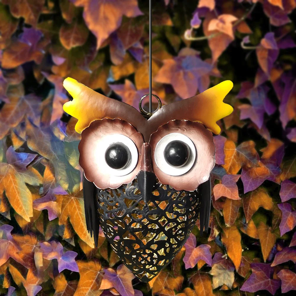 

Solar Power Metal Owl Lamp LED Waterproof Hollow Lawn Lights Hanging Lamp Home Yard Gardening Decoration Garden Iron Art Light