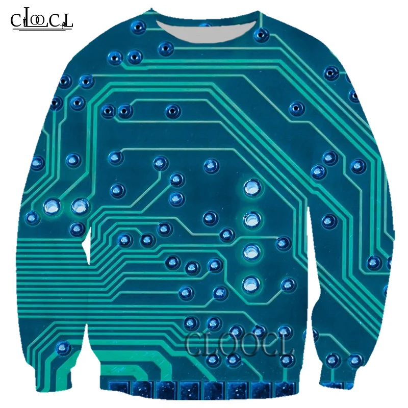 HX Electronic Chip New Style 3D Print Men Women Fashion Hip Hop Long Sleeve Tracksuit Harajuku Pullover Tops Drop Shipping