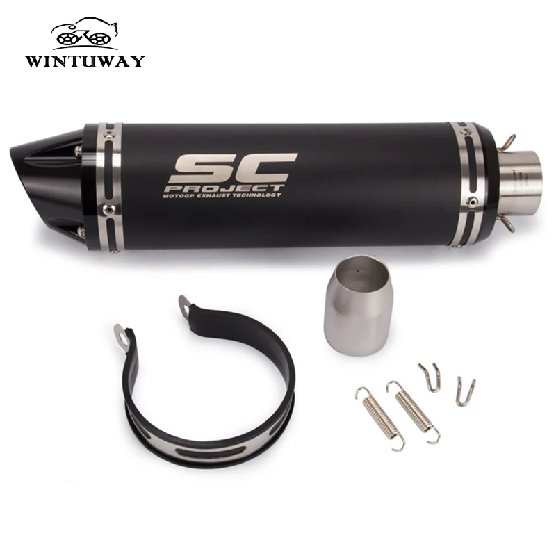 WINTUWAY 51MM Universal Motorcycle Exhaust Systems Motorcycle Stainless Steel Exhaust Pipe Muffler Racing Moto Exhaust  B-EP254