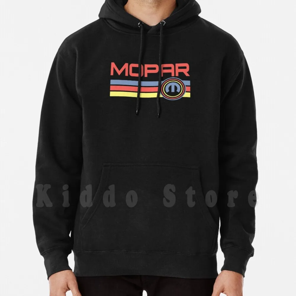 Mopar Vintage Stickers Hoodie Long Sleeve Mopar Srt Hellcat Demon Car Old Retro Motorsport Challenger Charger V8