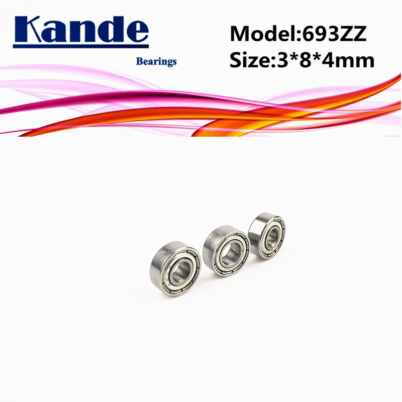 Kande Bearings 693ZZ 10pcs ABEC-1 693 ZZ  ABEC-3 693ZZ ABEC-5 693-2Z Miniature Deep Groove Ball Bearing 3x8x3mm 693