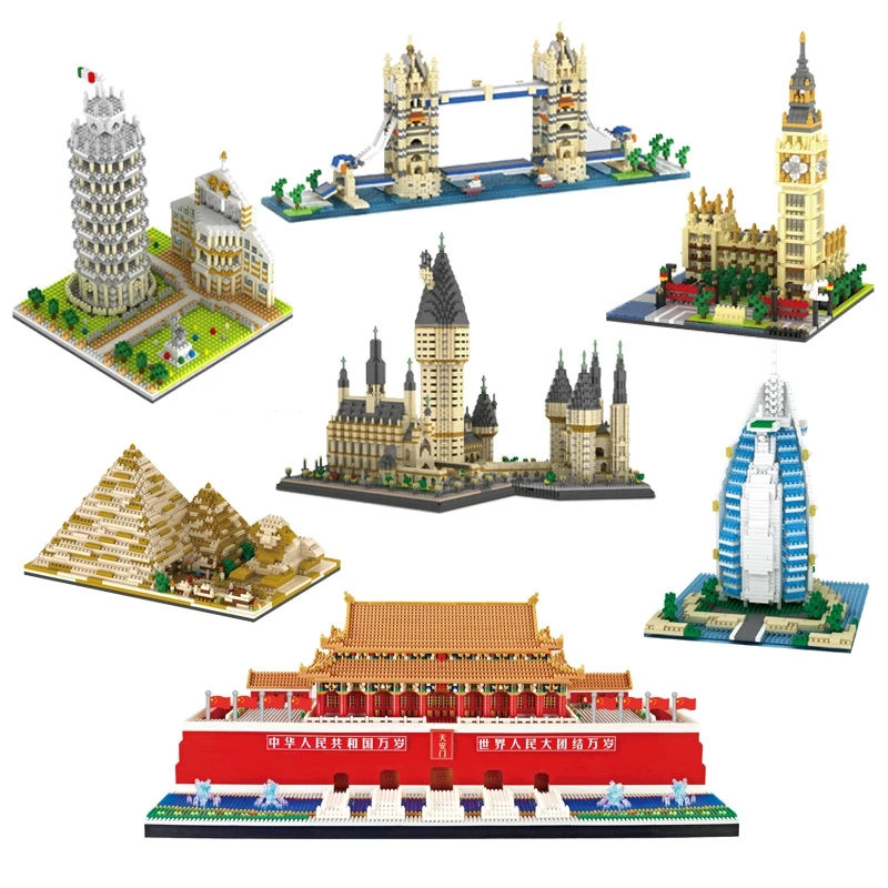 Mini Building Blocks World's Famous Architecture Urban Street View Collection Toys child Gift Architectural Model High difficuly