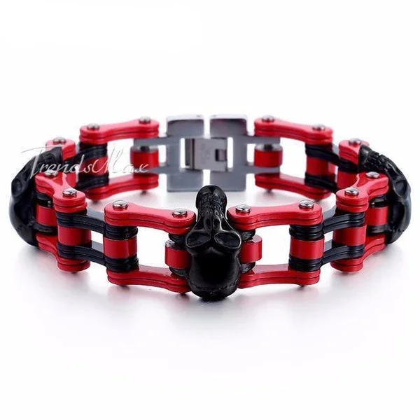 

Skull Biker Men's Bracelet for Men Motorcycle Link 316L Stainless Steel Bracelet