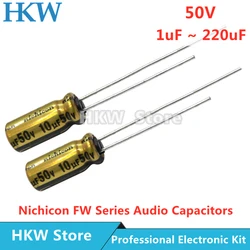 10 sztuk NICHICON FW serii 50V kondensatory elektrolityczne HIFI kondensator Audio 1UF 4.7UF 10UF 22UF 47UF 100UF 220UF oryginalny 50V22UF