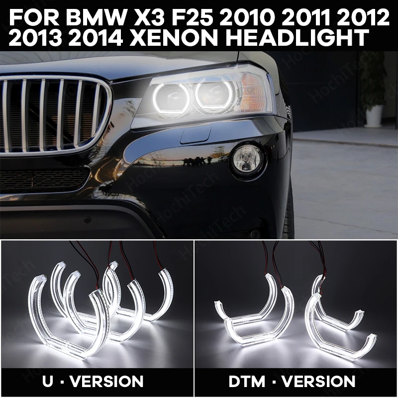 

LED Crystal Angel eyes Cut Style DRL DTM U Shape Light 6000K White For BMW X3 F25 2010 2011 2012 2013 2014 xenon headlight