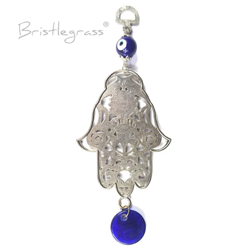 BRISTLEGRASS Turkish Blue Evil Eye Rhinestone Fish Hamsa Hand Wall Hanging Pendant Amulets Lucky Charm Blessing Protection Decor image 3
