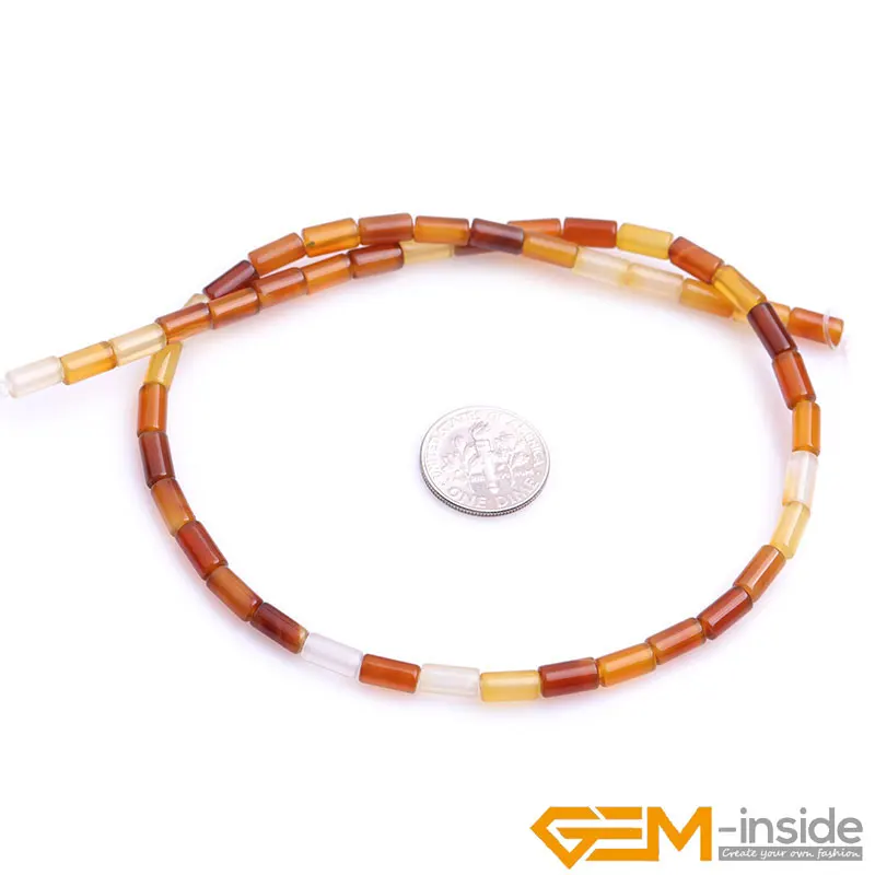 Tube Columnar Shape Yellow Carnelian Natural Stone DIY Loose Beads For Jewelry Making Strand 15 Inches