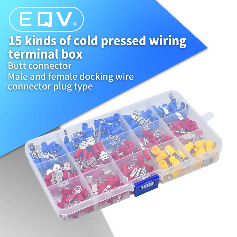 280pcs/set Cable Lugs Assortment Kit Wire Flat Female and Male Insulated Electric Wire Cable Connectors Crimp Terminals Set Kit