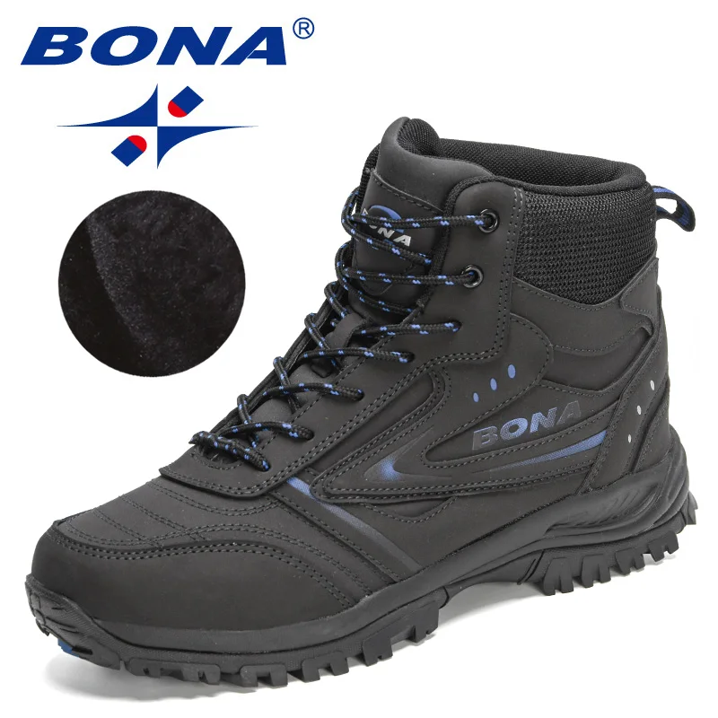 

BONA 2022 New Designers Classics Hiking Shoes Men Non-slip Wear-Resistant Outdoor High-quality Plush Ankle Boots Man Comfortable