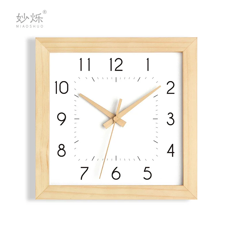 Minimalist Modern Fashion Nordic Ultra-Quiet Wall Clock Living Room Bedroom Pocket Watch Square Quartz Clock