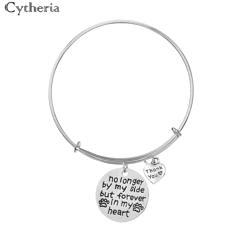 no longer by my side but forever in my heart Letter Bracelet women Party Dress Wafer adjustable bracelets pendants Sweet Bangle