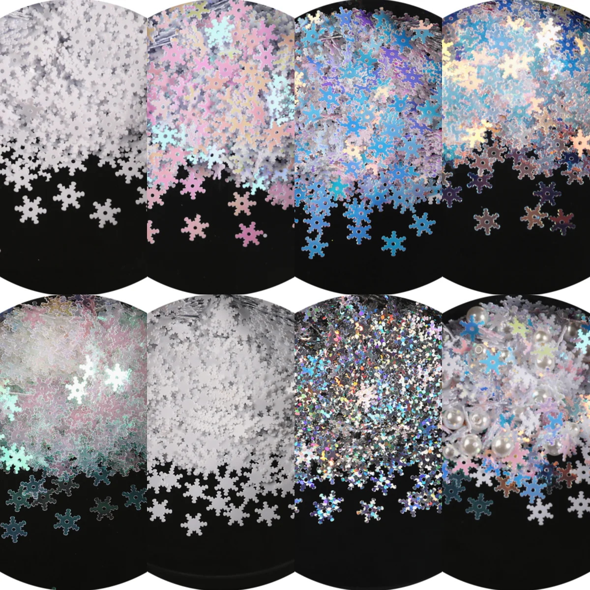 

7mm/10mm/13mm Snowflake PVC Sequins With 1 Center Hole Christmas Gift Cloth DIY Navidad Ornaments White Snow Sequin Sew Craft