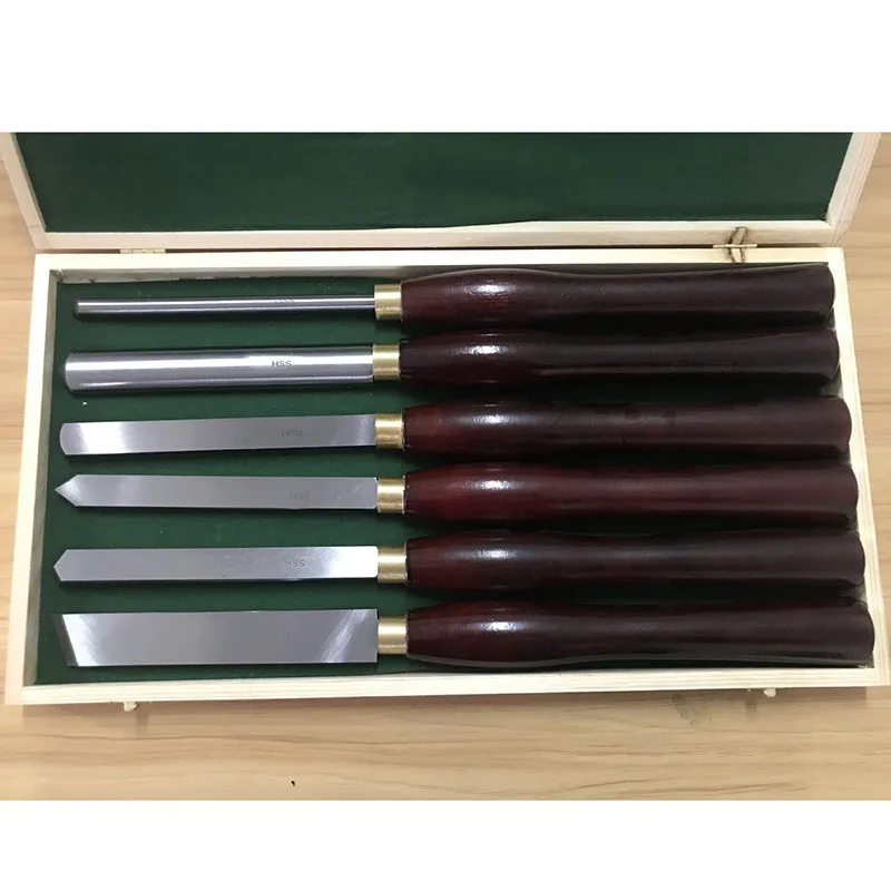 6pcs/set HSS Lathe Chisel Set Woodworking Turning Tool set HSS High Speed Steel Semicircle Knife Hand-held Wooden Turning Tool