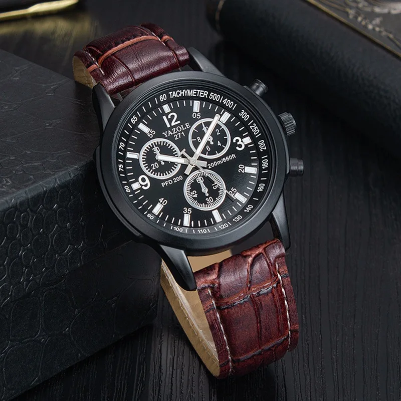 Mens Watches Fashion Vintage Leather Quartz Wrist Watch Luxury Black Sliver Dial Business Watch Relojes Hombre Male Clock