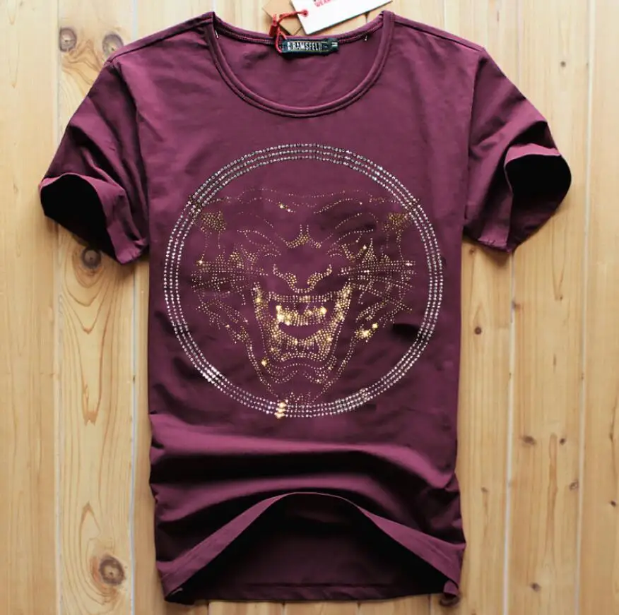 S-6XL Rhinestones Anime Cotton Mens short tshirt Streetwear hip hop Casual Hot drill top quality S-5XL