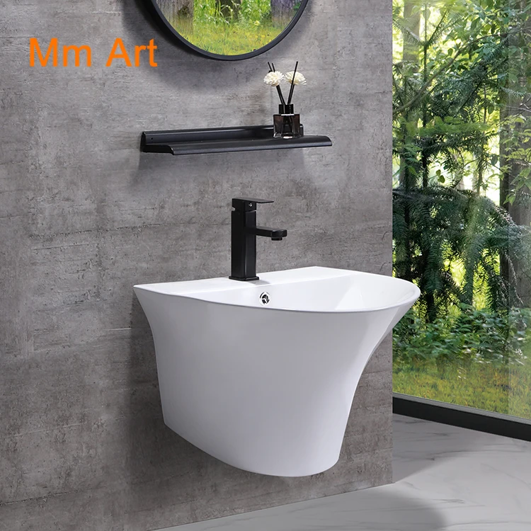 Wholesale good price european style sanitary ware one piece ceramic wall hung face wall mounted wash hand basin Bathroom sink