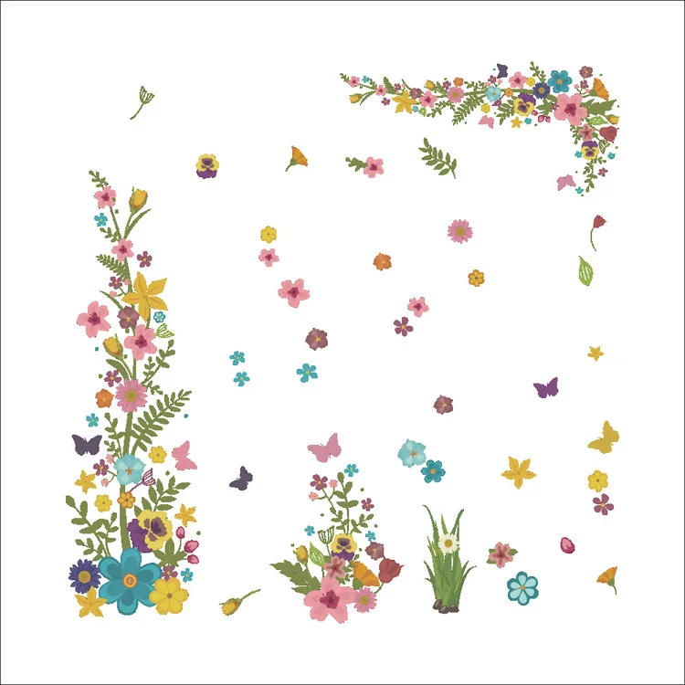 Bunte Blumenrebe Wandaufkleber Schlafzimmer Wohnzimmer Hintergrund Wandbild Heimdekoration Verschönern Sie die Tapete abnehmbare Kunstaufkleber – Detail 7