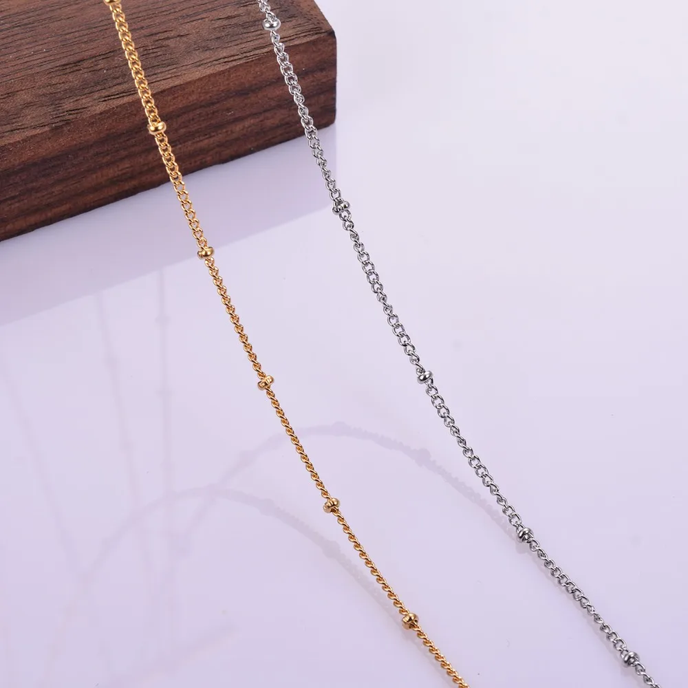 1 Stück, 1,5 mm breite Edelstahl-Perlenkette für DIY-Schmuckherstellung von Anhängern, Halsketten, Armbändern und Fußschmuck – Detail 4