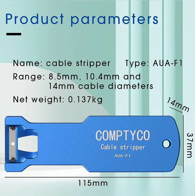 Pelacables de fibra óptica de AUA-F1, cortadora de envoltura de Cable de 8,5mm, 10,4mm y 14mm, herramientas de corte de chaqueta de Cable