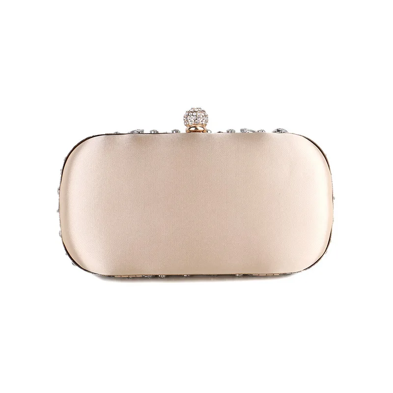 Women\'s Evening Clutch Bag Party Purse Luxury Wedding Clutch For Bridal Exquisite Crystal Ladies Handbag Apricot Silver Wallet