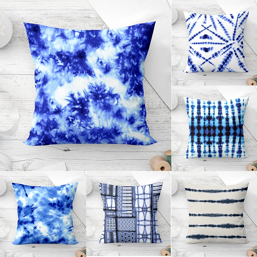 

Geometry Cushion Cover Polyester Pillowcase Decorative Sofa Cushions Pillowcover Home Decor Black Blue Pillow Cases