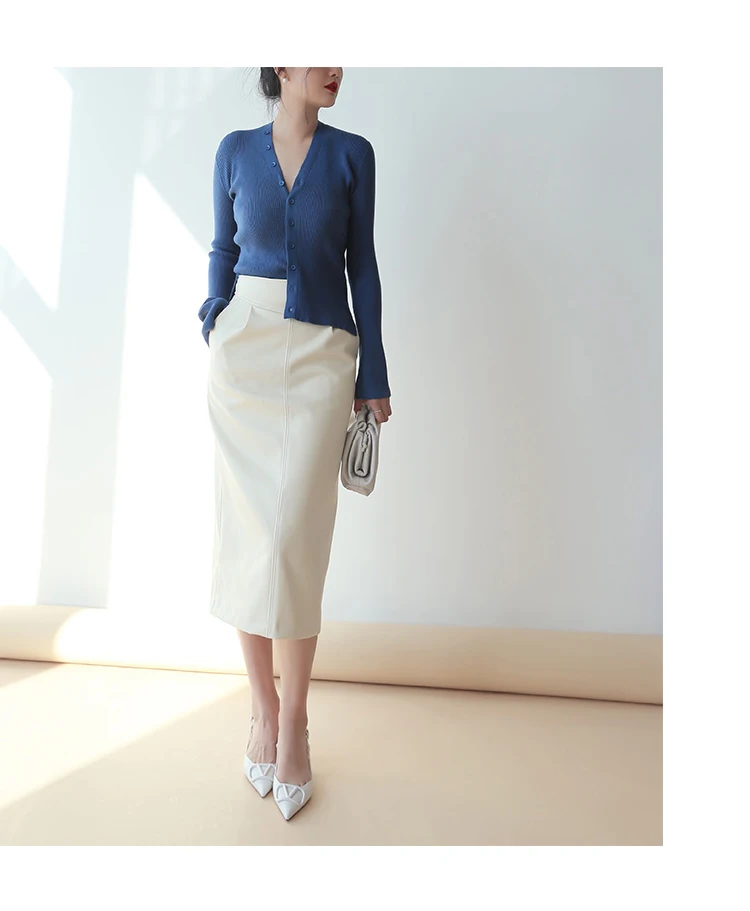 Nerazzurri Spring Midi Pu Leather Skirt Women Brown White Black Long High Waisted Pencil Skirts for Women 2023 Side Slit Zipper 23 H735e1e41643a445f9be639eb3896c2245