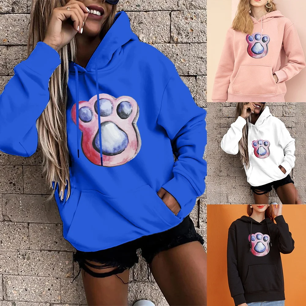 

Женская Повседневная Спортивная толстовка с длинным рукавом и принтом следов ног