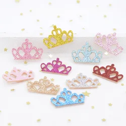 40Pcs/lot Glitter Felt Padded Applique Crown Fabric Patches for Craft Clothes Wedding DIY Clips Bow Scrapbooking Accessories H68