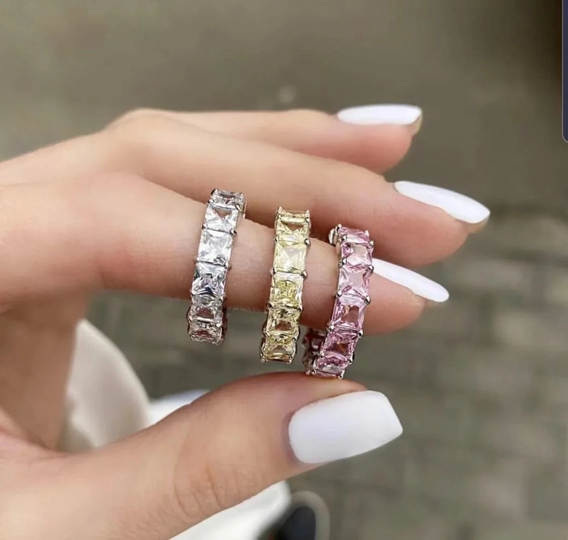 Brazilian Stack Ring Luxury Wave Rainbow CZ Cubic Zircon CZ Ring for Women Bridal Engagement Wedding Dubai Finger Rings J1220