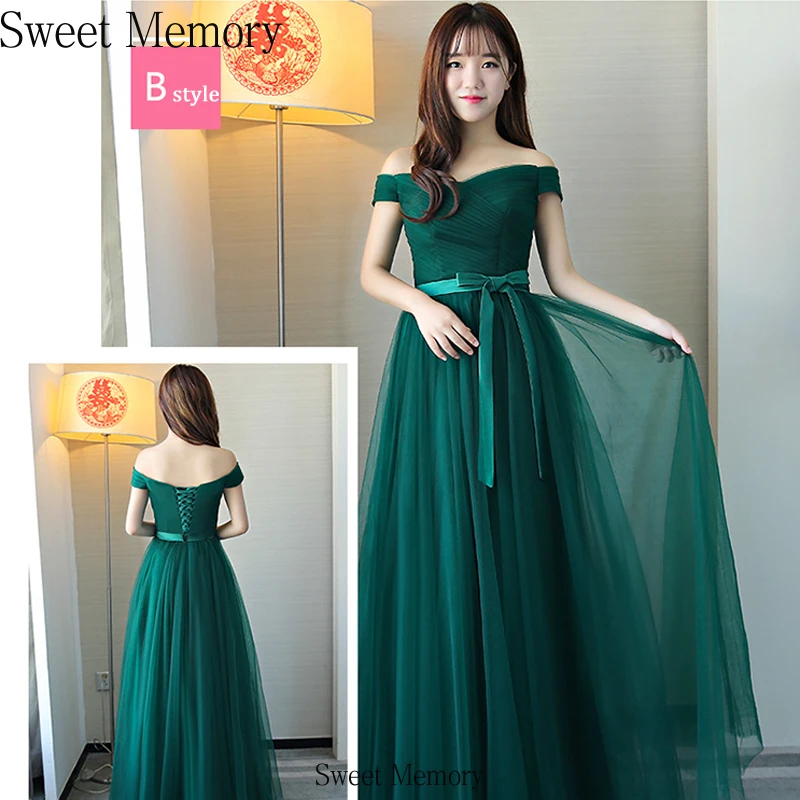 Custom Made Green Bridesmaid Dresses Long Elegant Women Dress Lady Lace Up Tulle Wedding Party Robe Special Occasion Formal Gown