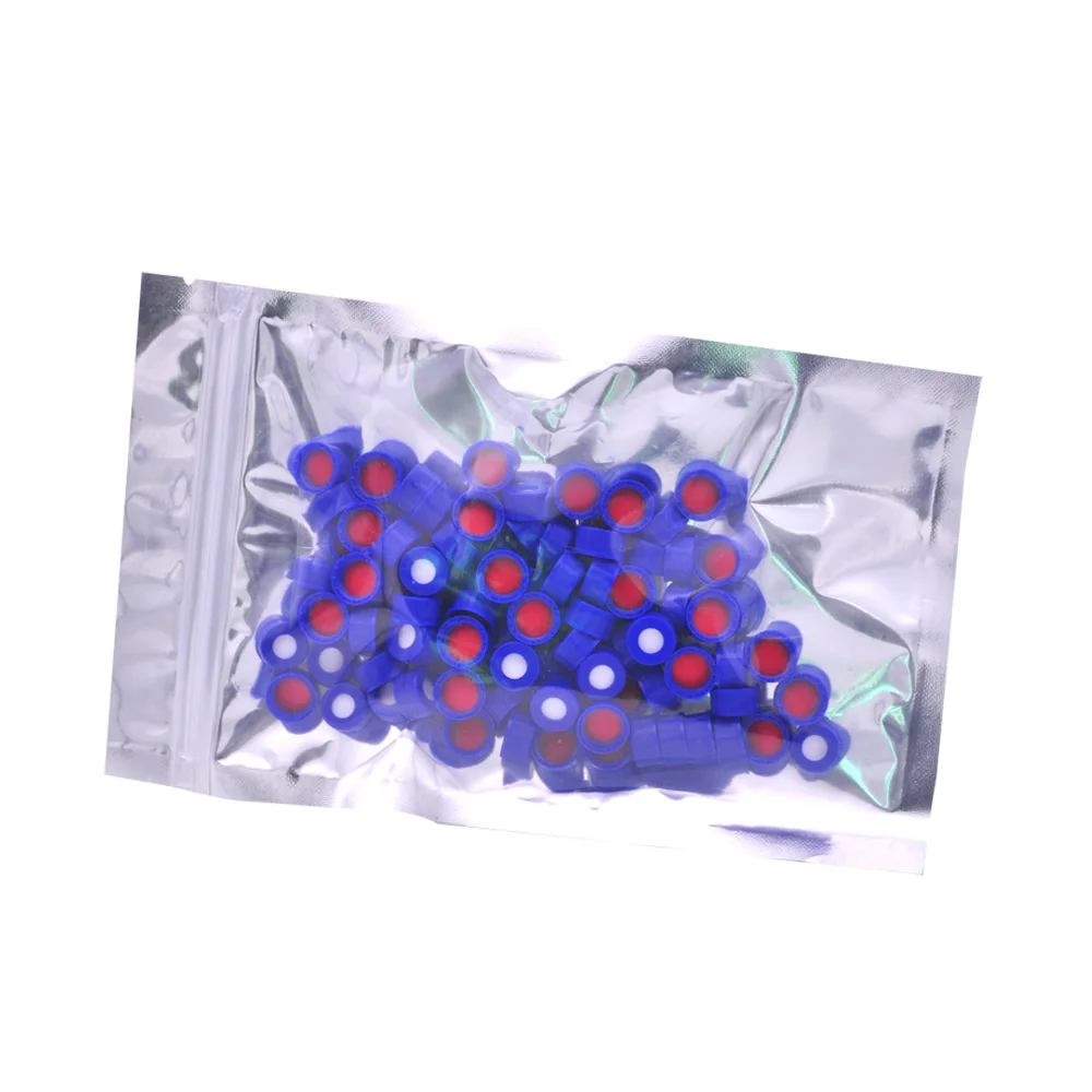 مجموعة قارورة INTLLAB 2 مل - قوارير متوافقة مع HPLC مع غطاء لولبي أزرق (تصميم الفتحة) 100 قطعة/الحزمة لتحليل المختبر