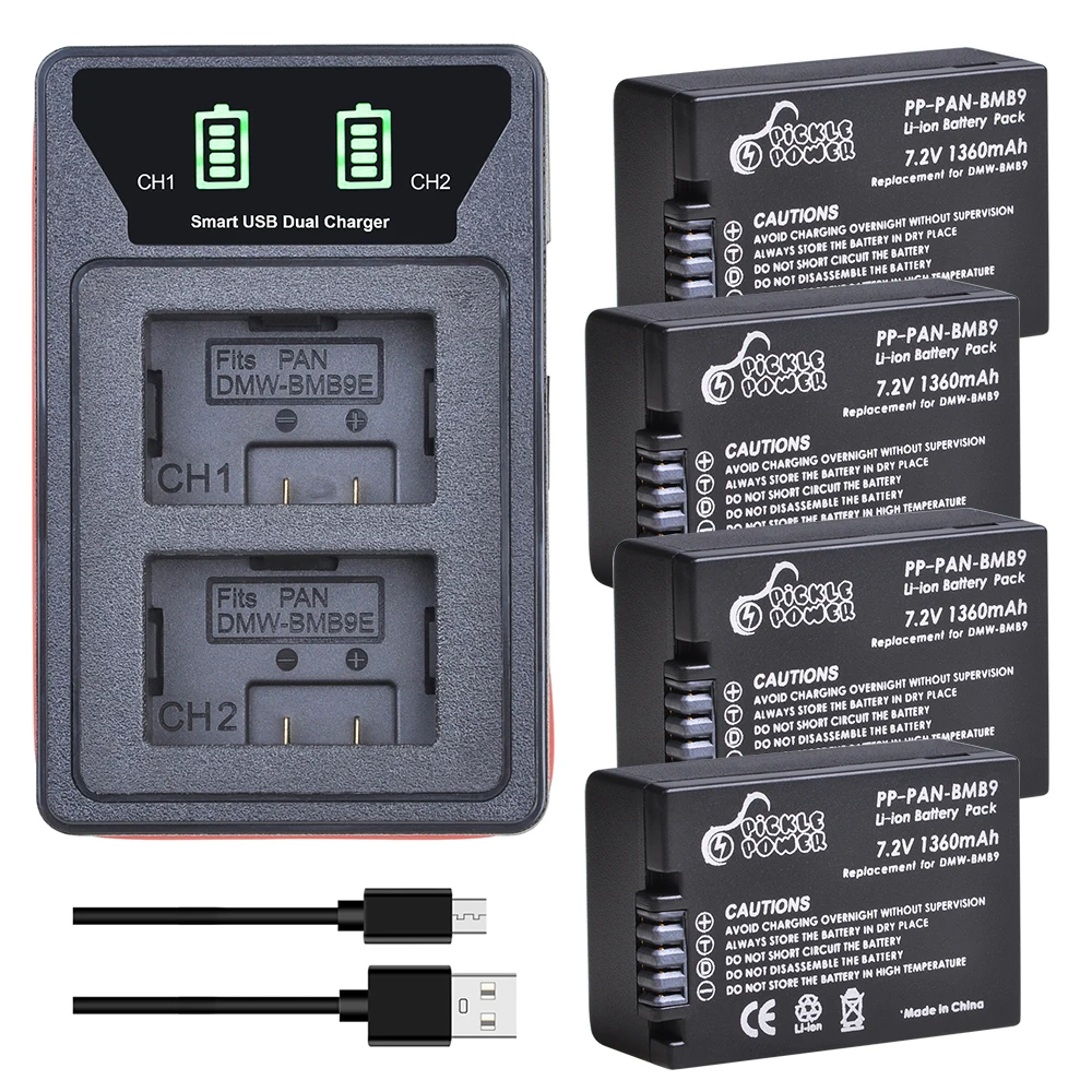 

Pickle Power DMW-BMB9 DMW-BMB9E Battery LED Built-in USB Dual Charger for Panasonic DMC-FZ40 FZ45 FZ47 FZ48 FZ60 FZ62 FZ70
