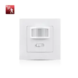 PIR Motion Sensor Switch AC 110V-240V Recessed Infrared Smart Human Body Sensor Wall Switch Work with In Dark Adjustable Time