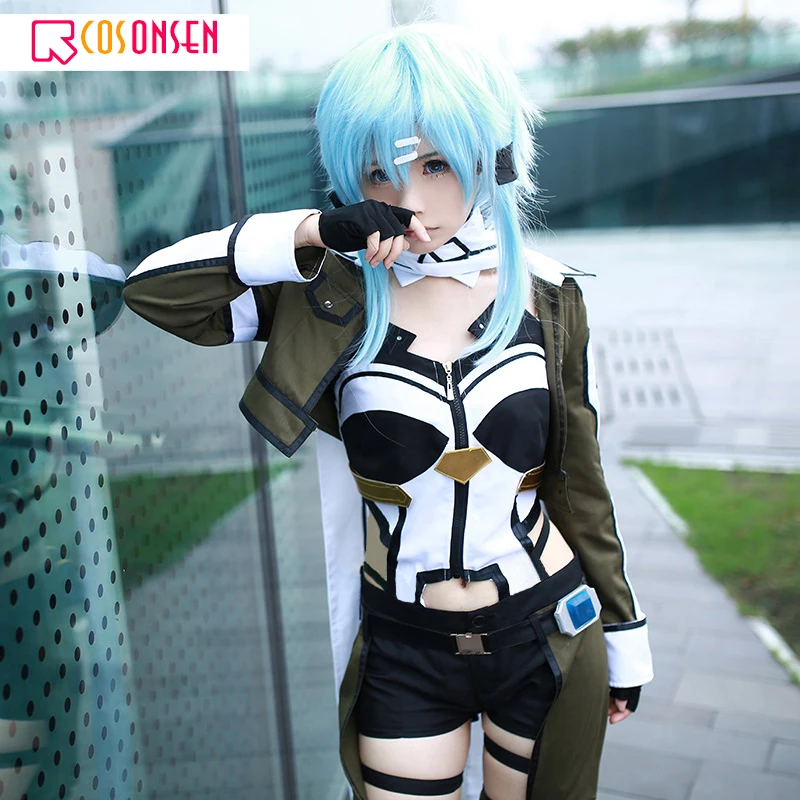 Sword Art Online 2 Asada Shino przebranie na karnawał Sinon wojskowe kobiet kostium na Halloween COSPLAYONSEN