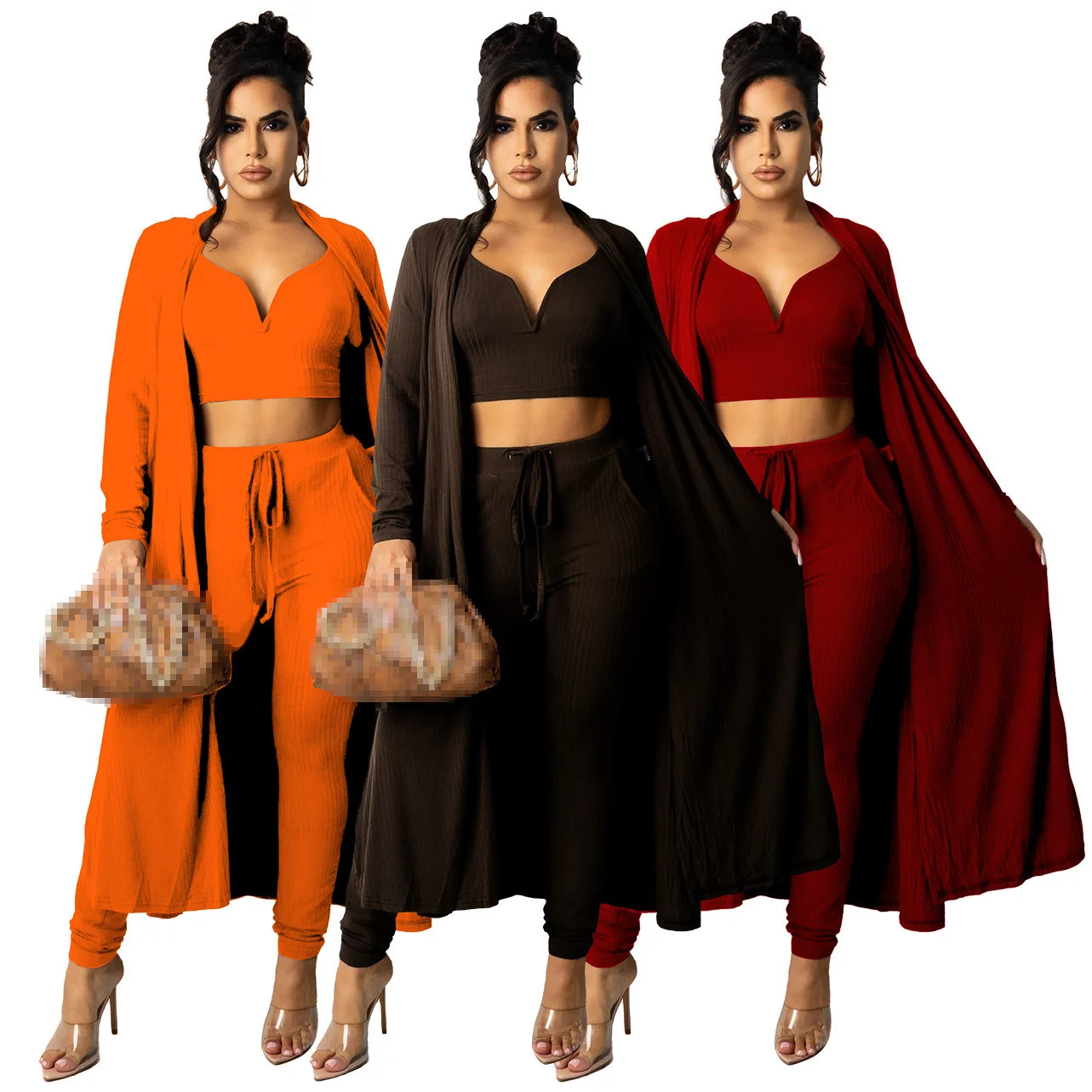 fall clothes for women 3 piece set three pieces sets women outfits pants sets fall 2021 female fashion tracksuit  wholesale