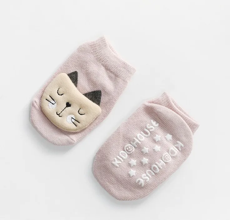 Bebê recém-nascido não-skid meias bonito 3d desenhos animados animal design infantil chinelo meias com apertos para 0-36 meses