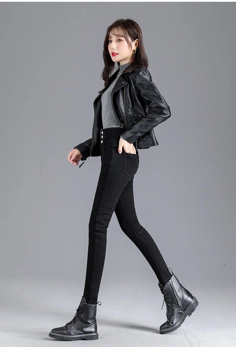 Thermal Winter Thick Fleece High-waist Warm Skinny Jeans Thick Women Stretch Button Pencil Pants Mom Casual Velvet Jeans 38 H7361345438e341fc8b458a1007c1a2e8R