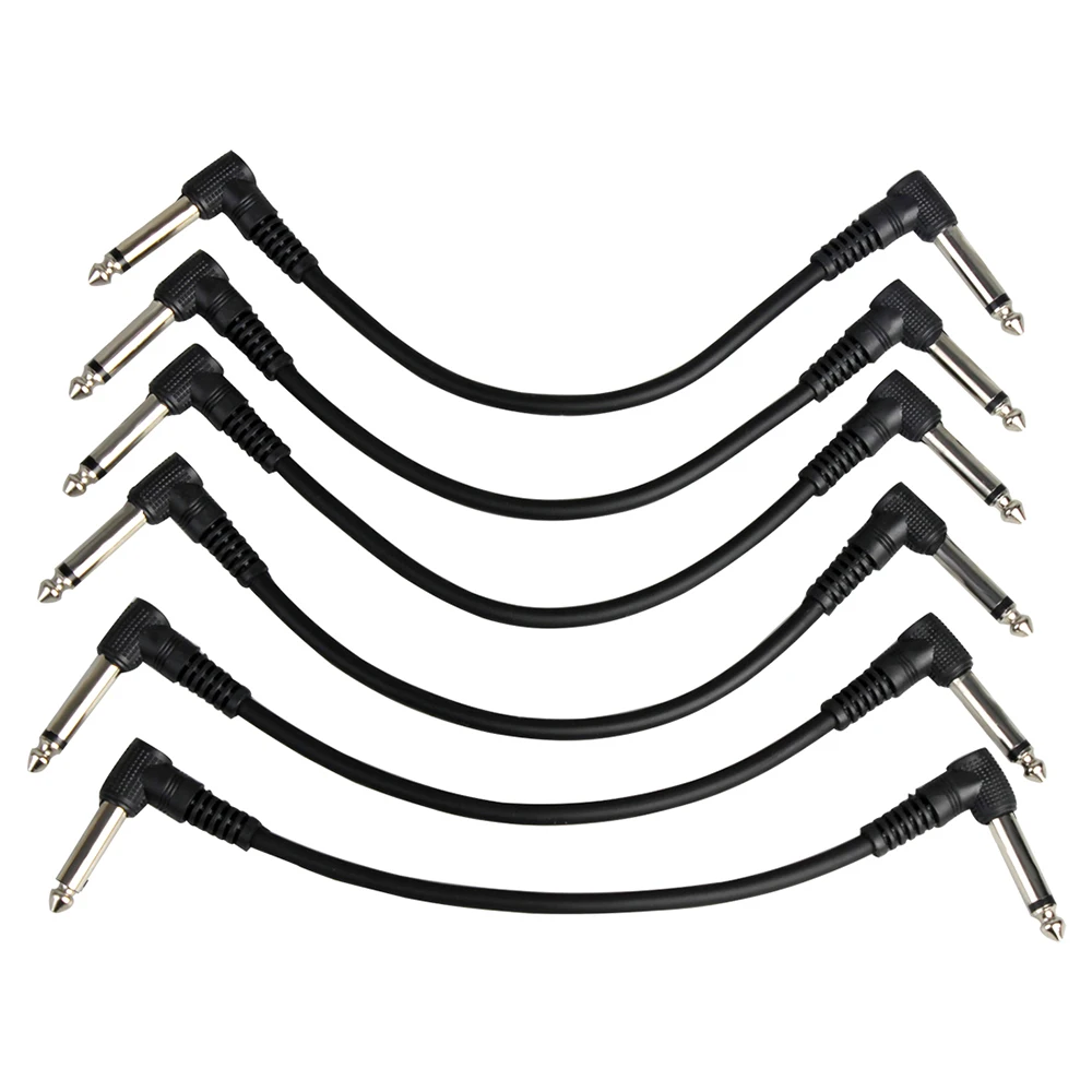 6Pcs Guitar Effect Pedal Cable Connecting Line 6.35Mm To 6.35Mm Audio Cable 21Cm Right Angle Cord Copper Wire Guitar Accessories