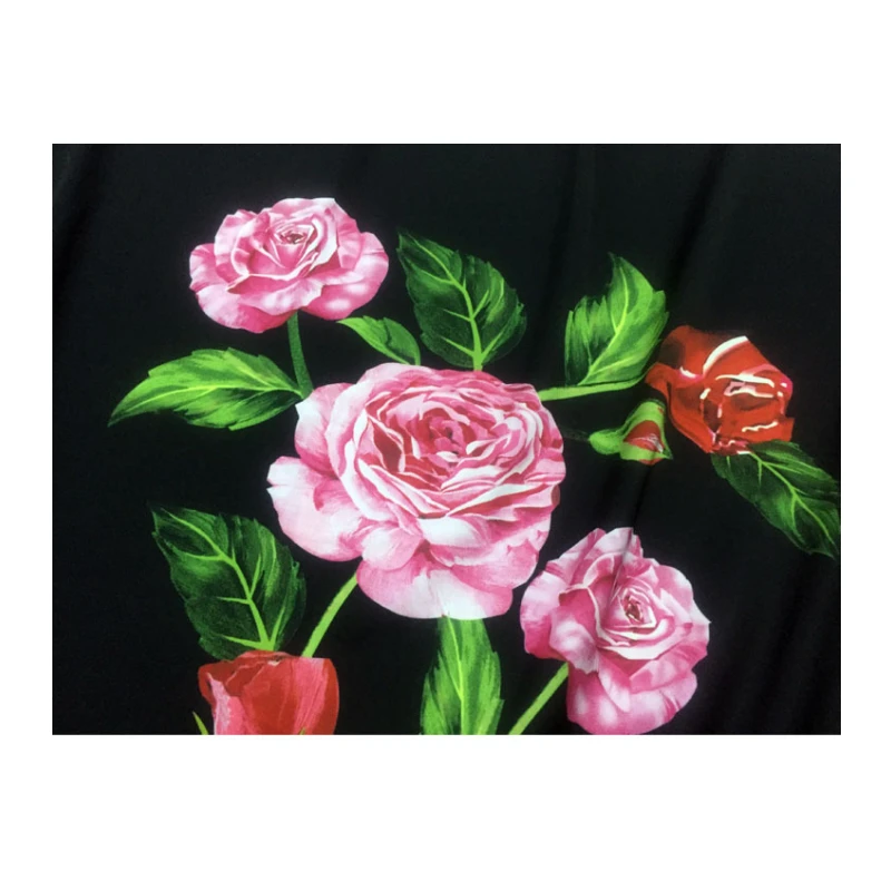 Rose Printed Polyester Fabric Brand Clothing Shirt Fabric Wholesale Cloth for Dress Sewing Per Meter