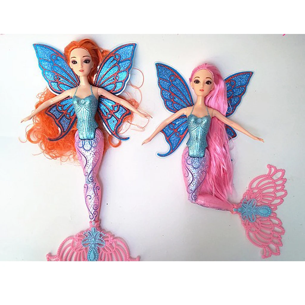 30cm Blue Modern Girl Magical Mermaid Doll Toy With Wing Kids Birthday Gift