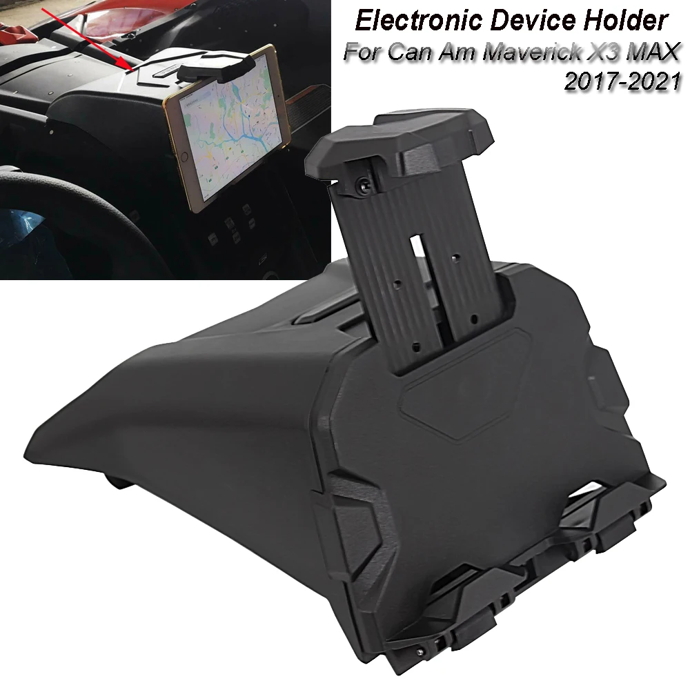 

2017-2021 For Can Am Maverick X3 Models Black Electronic Device Holder With Integrated Storage