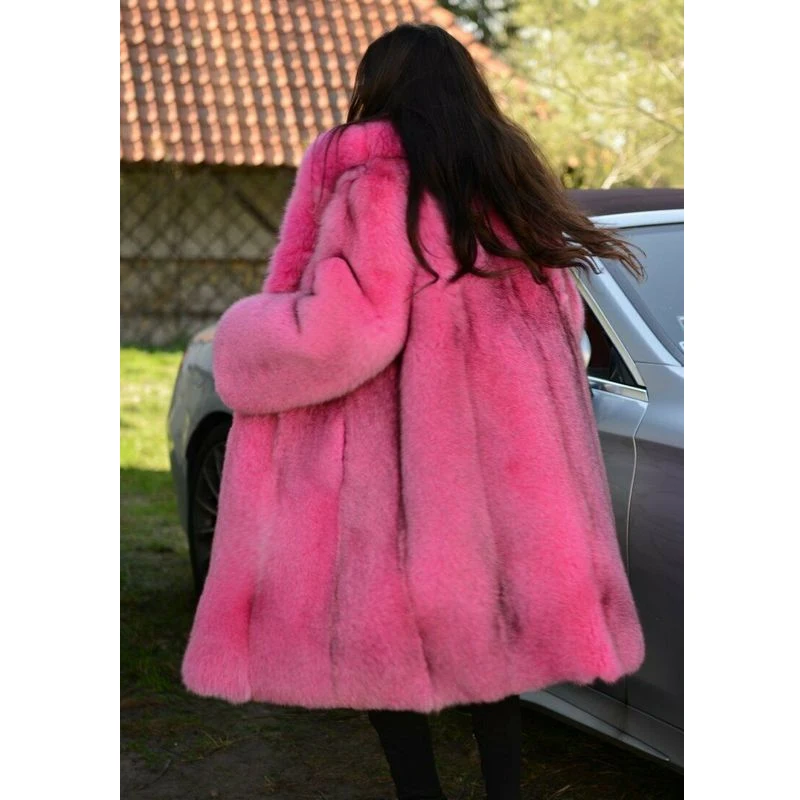 BFFUR ธรรมชาติขนสัตว์จริงผู้หญิงฤดูหนาวแฟชั่น Full Pelt ของแท้ Fox Fur แจ็คเก็ต Big Lapel Collar Warm Overcoats