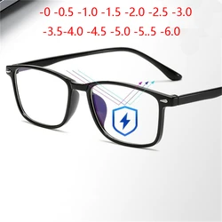 Lunettes de myopie unisexes avec revêtement bleu, lunettes de myopie pour hommes et femmes, mode, 0 -1 -1.5 -2 -2.5 -3 -3.5 -4 -4.5 -5 -5.5 -6.0