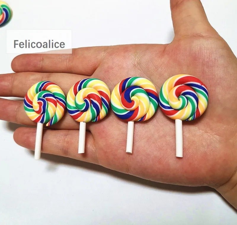 8 Stück Cabochons aus Kunstharz mit flacher Rückseite, Pastell-Konfetti-Charms, Süßigkeiten, Lutscher, Süßigkeiten, weicher Ton für Kinder, DIY-Telefondekoration – Detail 22