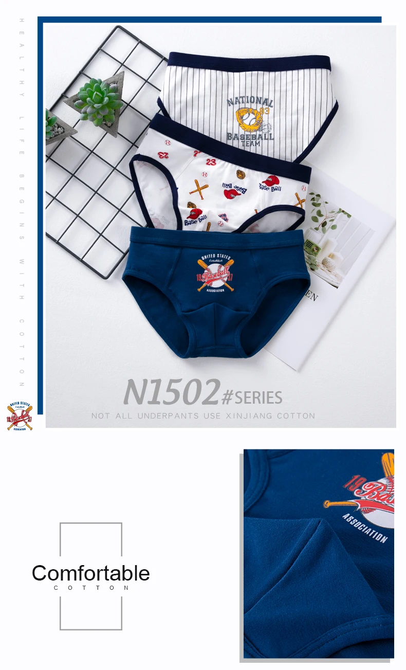 3Pcs Hohe Qualität Jungen Unterwäsche Cartoon Bären Shorts Weiche Baumwolle Unterhose Kinder Teenager Gestreiften Höschen Für Kinder 4-15Y – Detail 16