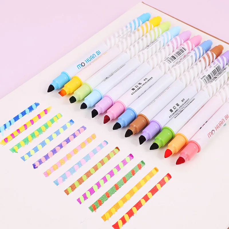 Stylo à eau effaçable à couleur changeante, surligneur, stylo à gel, couleur bonbon, ensemble d'étudiantes avec un ensemble de couleurs