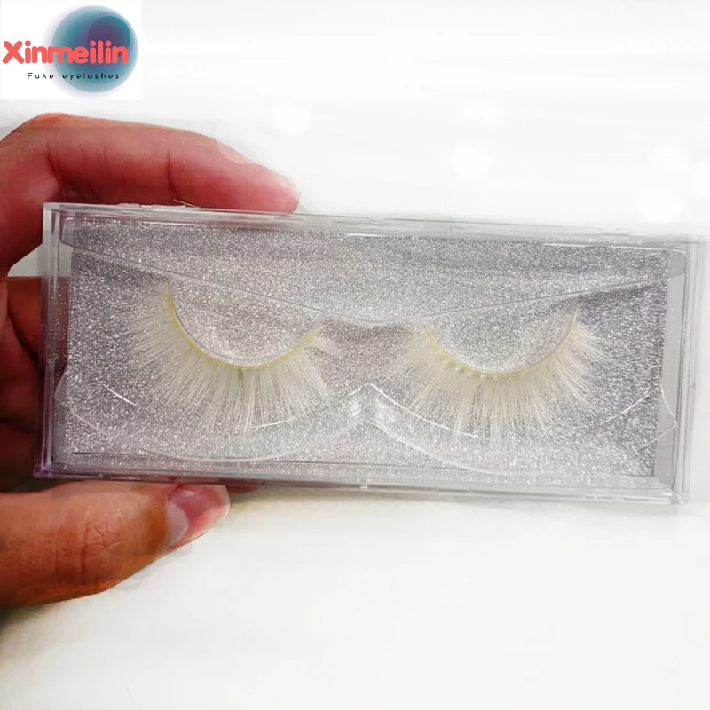 Hot Fashion 3D white mink lashes Halloween Party makeup Colored   individual dramatic Cosplay false eyelashes Extension tools