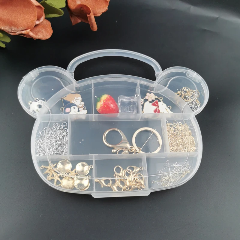 ApeUr 1pcs Plastic Storage Jewelry Box Compartment Container For Beads Earrings Box Jewelry Seashell Bear Design Box Case