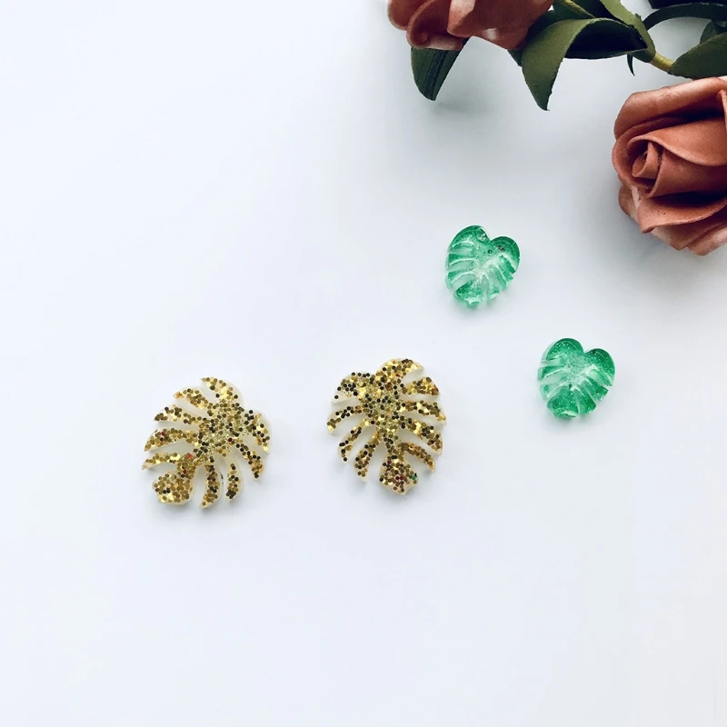 Monstera Leaves Ear Studs Combination Earring Mold Epoxy Resin Jewelry Mold Resin Casting Pendant Mold for Diy